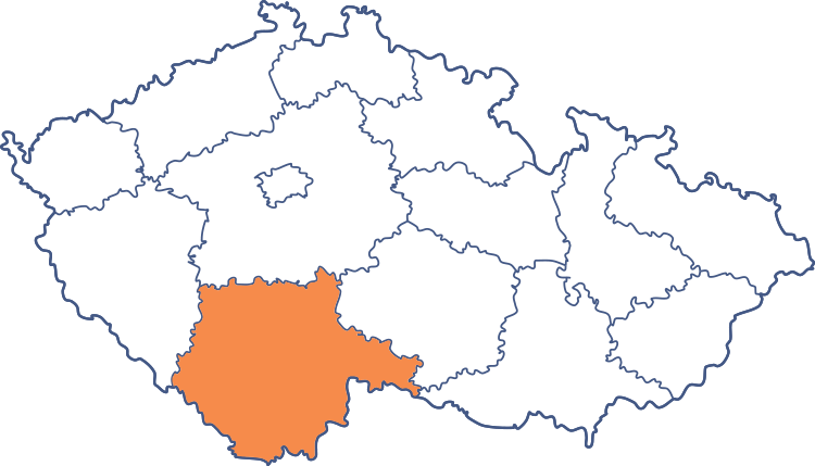 Mapa působnosti Manžela na zavolání v lokalitě Jihočeského kraje